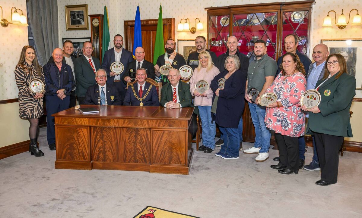Cork County Boxing Board Awards 2025 - Tuesday 14 October 2025 - The group of award recipients at the recent Cork County Boxing Board function pictured in City Hall with Lord Mayor Fergal Dennehy, IABA CEO Gary Stewart, CEBA President Derry McCarthy and John Wiseman and Michael O’Brien of the CCBB. Picture: Doug Minihane Cork County Boxing Board Awards 2025 - Tuesday 14 October 2025 - The group of award recipients at the recent Cork County Boxing Board function pictured in City Hall with Lord Mayor Fergal Dennehy, IABA CEO Gary Stewart, CEBA President Derry McCarthy and John Wiseman and Michael O’Brien of the CCBB. Picture: Doug Minihane