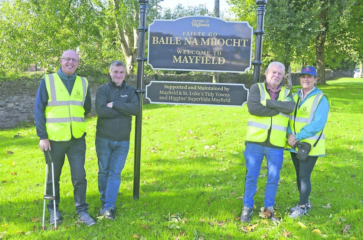 At the new ‘Welcome to Mayfield’ sign was Tom Higgins of Higgins Supervalu, with Mayfield and St Luke’s Tidy Towns members, Cllr Joe Kavanagh, Tadgh Healy, and Nano O’Connell. Picture: Denis Boyle
At the new ‘Welcome to Mayfield’ sign was Tom Higgins of Higgins Supervalu, with Mayfield and St Luke’s Tidy Towns members, Cllr Joe Kavanagh, Tadgh Healy, and Nano O’Connell. Picture: Denis Boyle