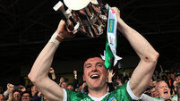 Declan Hannon lifts the Mick Macky Cup 9/6/2024