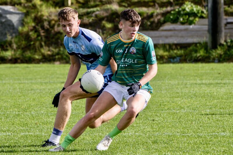 Clonakilty Community College’s Jason Murphy chases down St Brendan’s College’s Liam O’Brien. Picture: Chani Anderson.