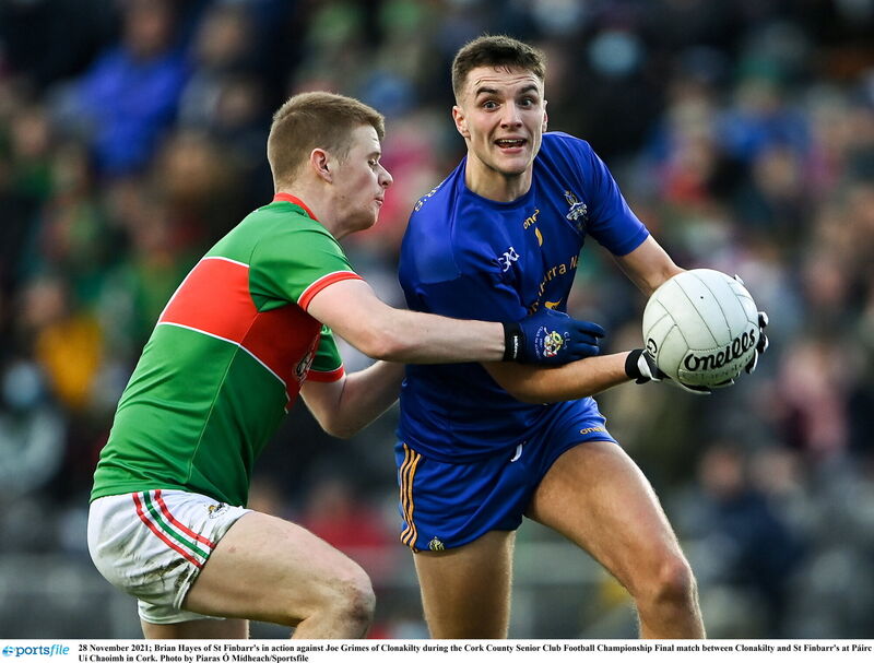 Brian Hayes of St Finbarr's in action against Joe Grimes of Clonakilty in 2021. Picture: Piaras Ó Mídheach/Sportsfile Brian Hayes of St Finbarr's in action against Joe Grimes of Clonakilty in 2021. Picture: Piaras Ó Mídheach/Sportsfile