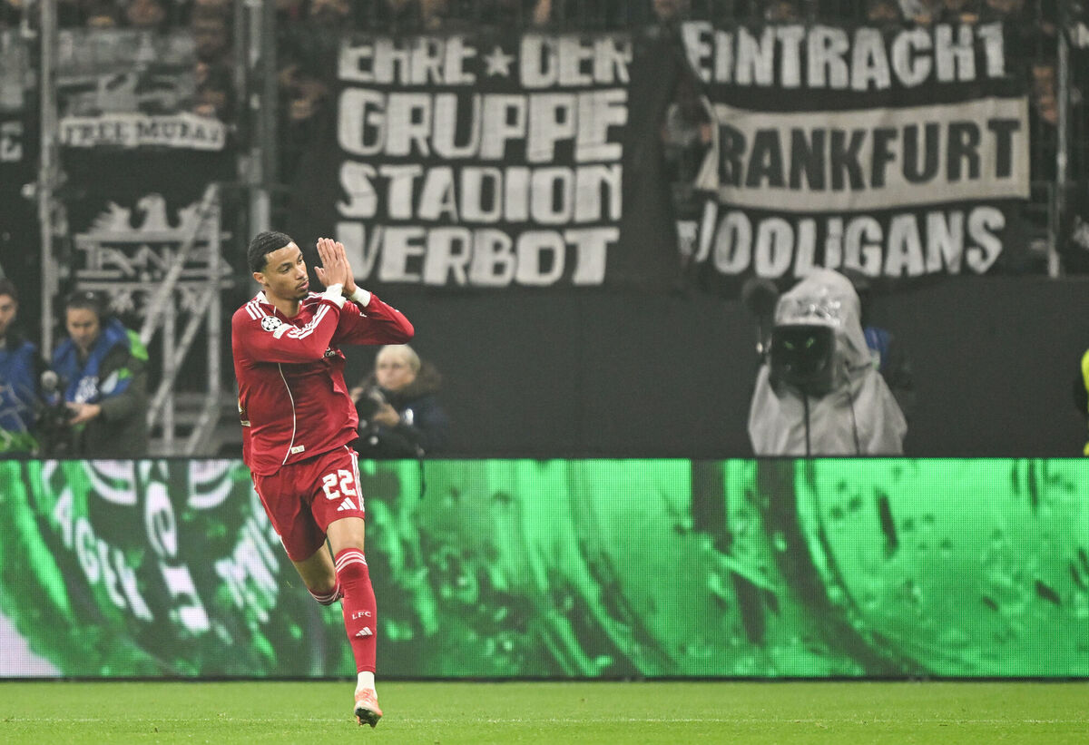 Liverpool's Hugo Ekitike celebrates scoring their side's first goal of the game during the UEFA Champions League match at Deutsche Bank Park, Frankfurt on Wednesday . Picture: DPA via PA Wire Liverpool's Hugo Ekitike celebrates scoring their side's first goal of the game during the UEFA Champions League match at Deutsche Bank Park, Frankfurt on Wednesday . Picture: DPA via PA Wire