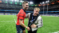 Jack Crowley celebrates after the match with Craig Casey 18/10/2025