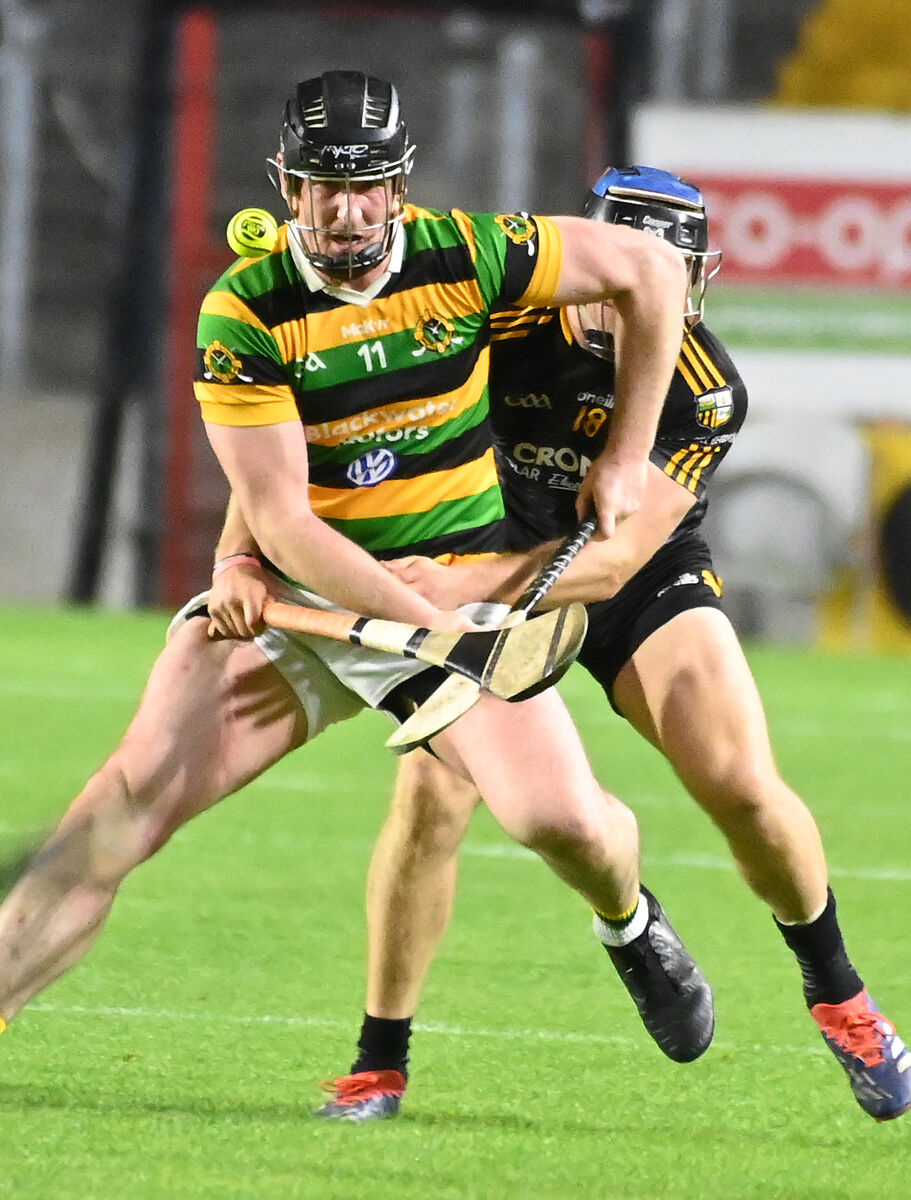 Glen Rovers' Kenneth McCarthy-Coade is tackled by Kilbrittain's Sean Sexton. Picture: Eddie O'Hare