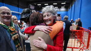 <p>Presidential Independent candidate Catherine Connolly was all smiles at the count centre in the Galway Lawn Tennis club. Photo: Ray Ryan</p> <p>Presidential Independent candidate Catherine Connolly was all smiles at the count centre in the Galway Lawn Tennis club. Photo: Ray Ryan</p>
