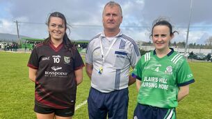 <p>Dohenys captain Michelle Duggan, referee Billy Cummins (Tipperary) and Cromane captain Mairin Duffy (Cromane) prior to last Saturday’s AIB Munster LGFA junior semi-final in Dunmanway.</p> <p>Dohenys captain Michelle Duggan, referee Billy Cummins (Tipperary) and Cromane captain Mairin Duffy (Cromane) prior to last Saturday’s AIB Munster LGFA junior semi-final in Dunmanway.</p>