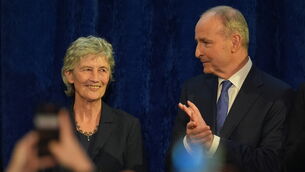 <p>Independent candidate Catherine Connolly is congratulated by Taoiseach Micheál Martin after being named as the new President of Ireland at St Patrick's Hall, Dublin Castle to replace Michael D Higgins, who has served the maximum two seven-year terms.</p> <p>Independent candidate Catherine Connolly is congratulated by Taoiseach Micheál Martin after being named as the new President of Ireland at St Patrick's Hall, Dublin Castle to replace Michael D Higgins, who has served the maximum two seven-year terms.</p>