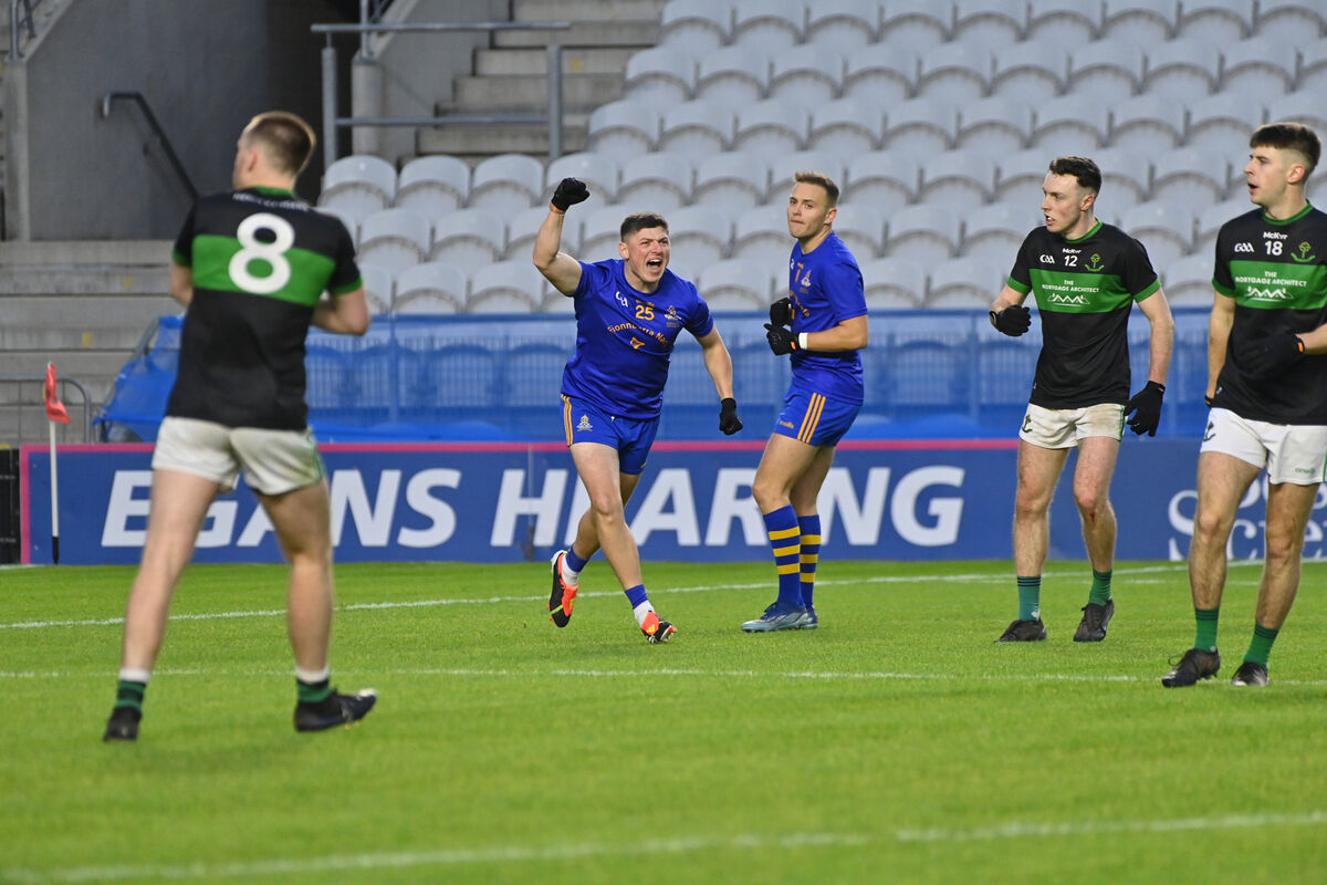  Cillian Myers-Murray, St Finbarr's, celebrates his winning point against Nemo Rangers. Picture: Dan Linehan
