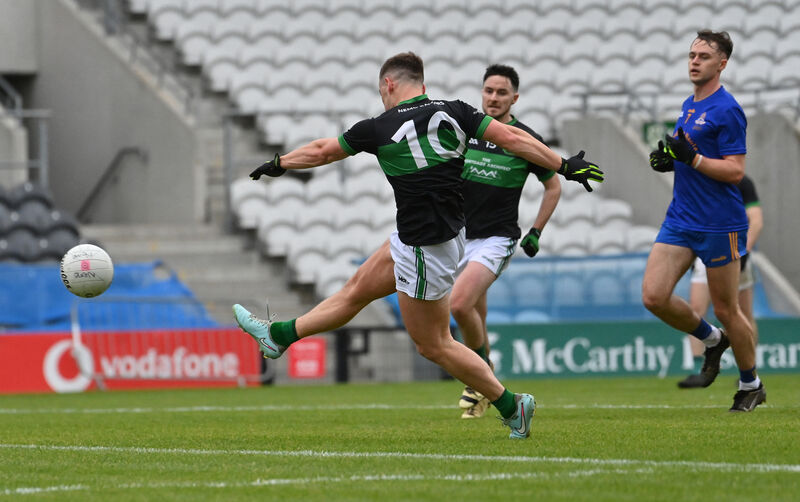 Kevin O'Donovan, Nemo Rangers, getting his goal against St Finbarr's. Picture: Dan Linehan  Kevin O'Donovan, Nemo Rangers, getting his goal against St Finbarr's. Picture: Dan Linehan