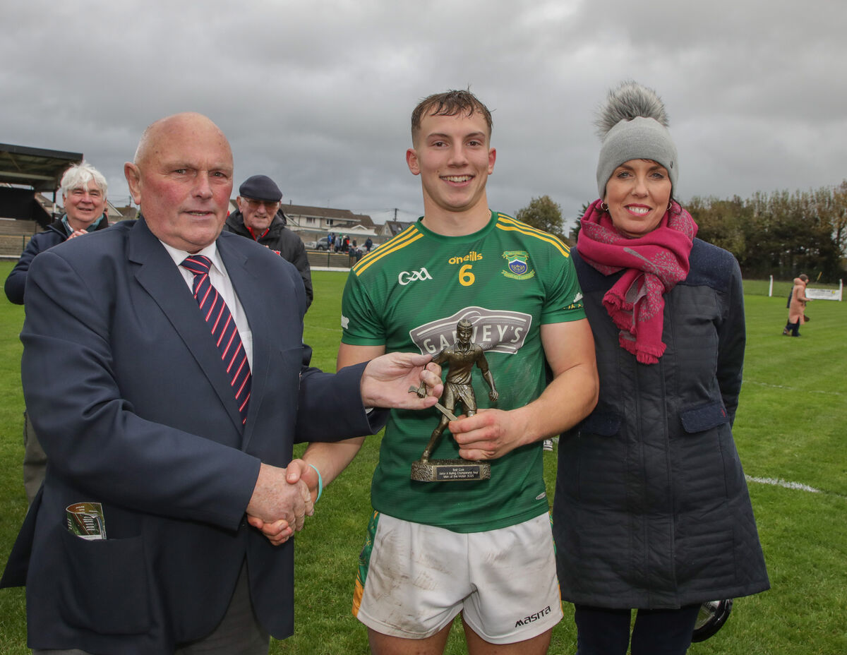 Dick Fitzgearld and Avril Geary present the Man of the Match to Timmy Wilk. Picture: David Creedon Dick Fitzgearld and Avril Geary present the Man of the Match to Timmy Wilk. Picture: David Creedon