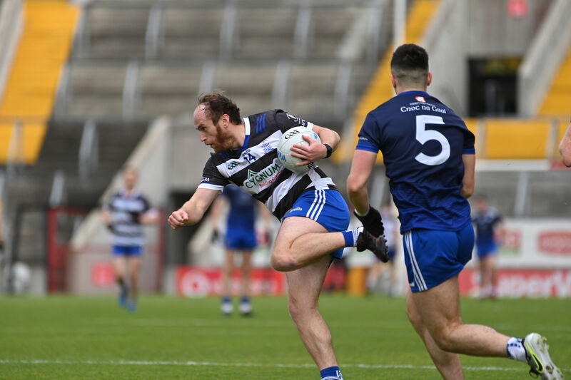 Shane Ó Duinnín, Cill na Martra, gets past Gearoid Looney, Knocknagree. Picture: Dan Linehan  Shane Ó Duinnín, Cill na Martra, gets past Gearoid Looney, Knocknagree. Picture: Dan Linehan