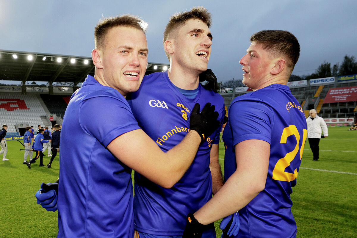 St Finbarr's Ian Maguire celebrates after the game with Steven Sherlock and Cillian Myers-Murray. Picture: INPHO/Laszlo Geczo St Finbarr's Ian Maguire celebrates after the game with Steven Sherlock and Cillian Myers-Murray. Picture: INPHO/Laszlo Geczo