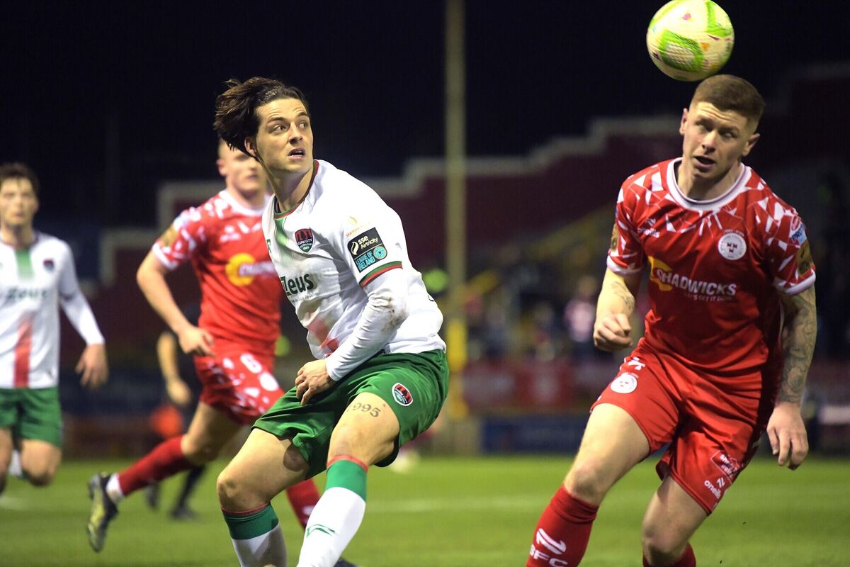  Cork City's Ruairi Keating and Shelbourne's Alistair Coote battle for possession. Picture: Moya Nolan
