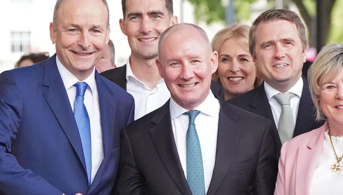 Fianna Fáil’s candidate, former Dublin GAA football manager Jim Gavin (centre), who withdrew from the campaign three weeks ago following a financial controversy, finished on 7%.