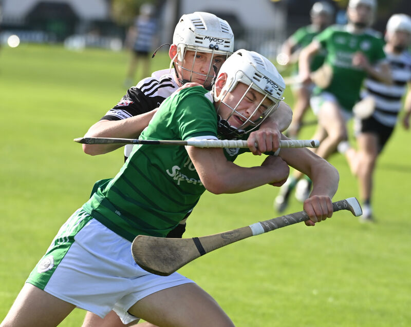 Ballincollig's Shay O'Brien is tackled by Midleton's Finn Cahill during the Rebel Óg under 16 Premier 1 HC final replay. Picture: Eddie O'Hare Ballincollig's Shay O'Brien is tackled by Midleton's Finn Cahill during the Rebel Óg under 16 Premier 1 HC final replay. Picture: Eddie O'Hare