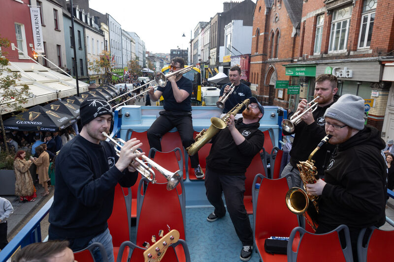 TBL8 brass band performing live on the Jazz Bus during the Guinness Cork Jazz Festival.  TBL8 brass band performing live on the Jazz Bus during the Guinness Cork Jazz Festival.