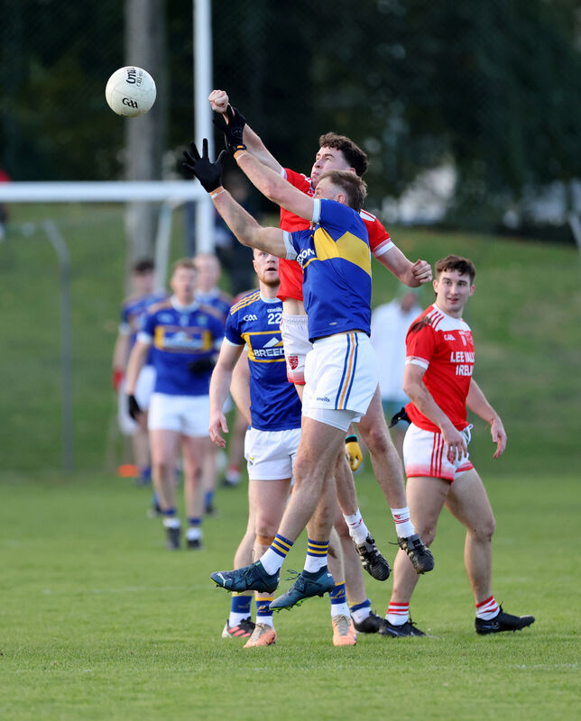 Killian O'Hanlon of Kilshannig and Conor O'Leary of Iveleary contest the dropping ball last year. Picture: Jim Coughlan  Killian O'Hanlon of Kilshannig and Conor O'Leary of Iveleary contest the dropping ball last year. Picture: Jim Coughlan