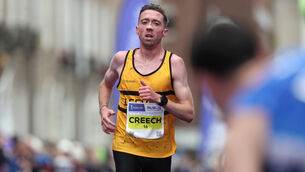 <p>Ryan Creech of Leevale AC on his way to crossing the finish line to finish second in the men's national title</p> <p>Ryan Creech of Leevale AC on his way to crossing the finish line to finish second in the men's national title</p>