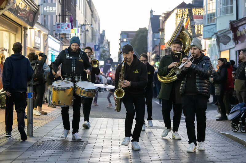New Brass Kings bring jazz to the streets of Cork as part of the Guinness Cork Jazz Festival.