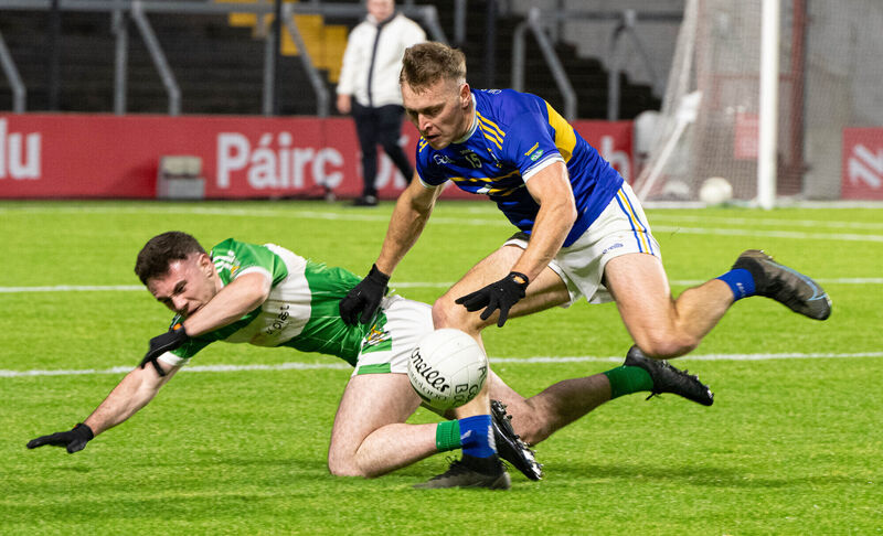 Kilshannig's Darragh O'Sullivan clashes with Aghabullogue's Paul Dilworth last year. Picture: Howard Crowdy Kilshannig's Darragh O'Sullivan clashes with Aghabullogue's Paul Dilworth last year. Picture: Howard Crowdy
