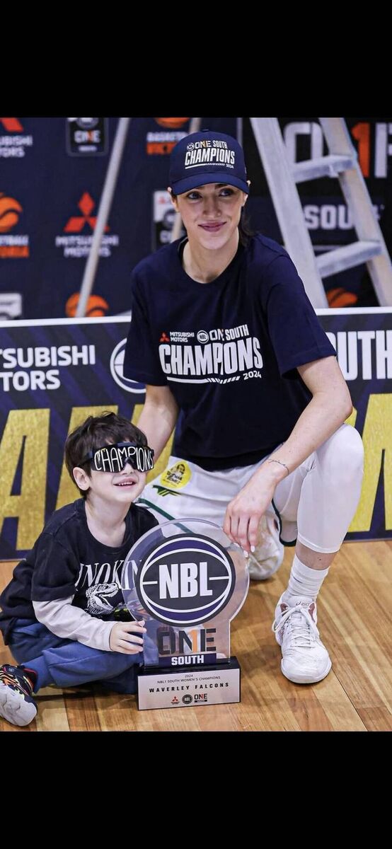 Orla O’Reilly with her son Finley after her team Waverley Falcons won the NBL1 Championship in Australia. Orla O’Reilly with her son Finley after her team Waverley Falcons won the NBL1 Championship in Australia.