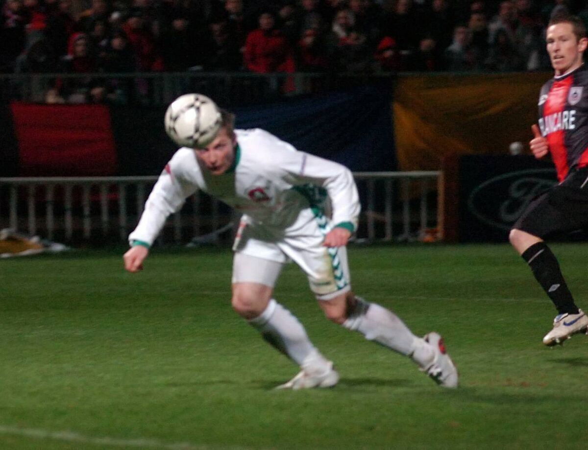 Cork City Denis Behan heads home the winner against Longford town to win the FAI Cup final at the RDS. Picture: Eddie O'Hare Cork City Denis Behan heads home the winner against Longford town to win the FAI Cup final at the RDS. Picture: Eddie O'Hare