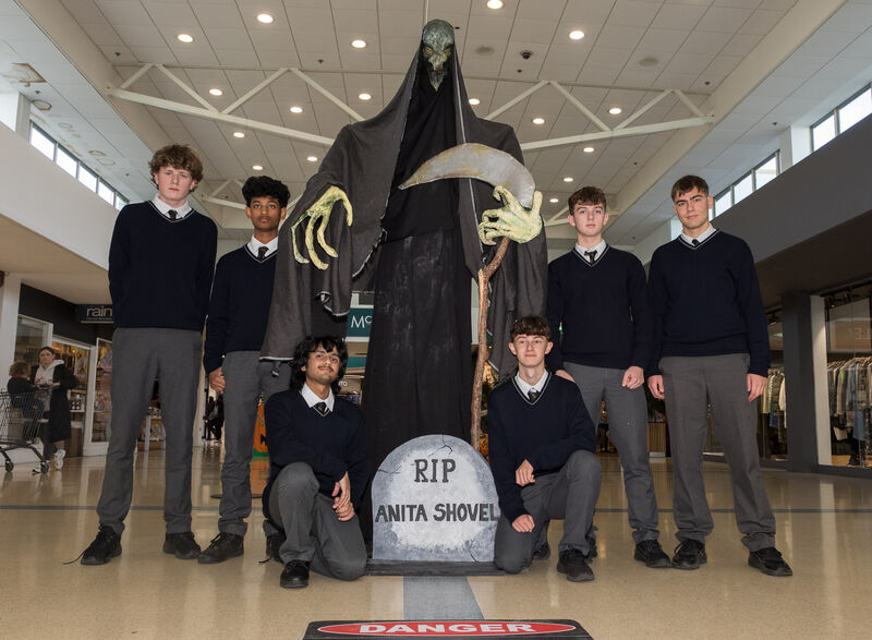 Pupils from Douglas Community School, Rían Cody, Seth Gabriel, Mithein Selvaraj, Alan Zabinski, Aaron Bell and Filip Bitunjac with their Halloween display. Pupils from Douglas Community School, Rían Cody, Seth Gabriel, Mithein Selvaraj, Alan Zabinski, Aaron Bell and Filip Bitunjac with their Halloween display.