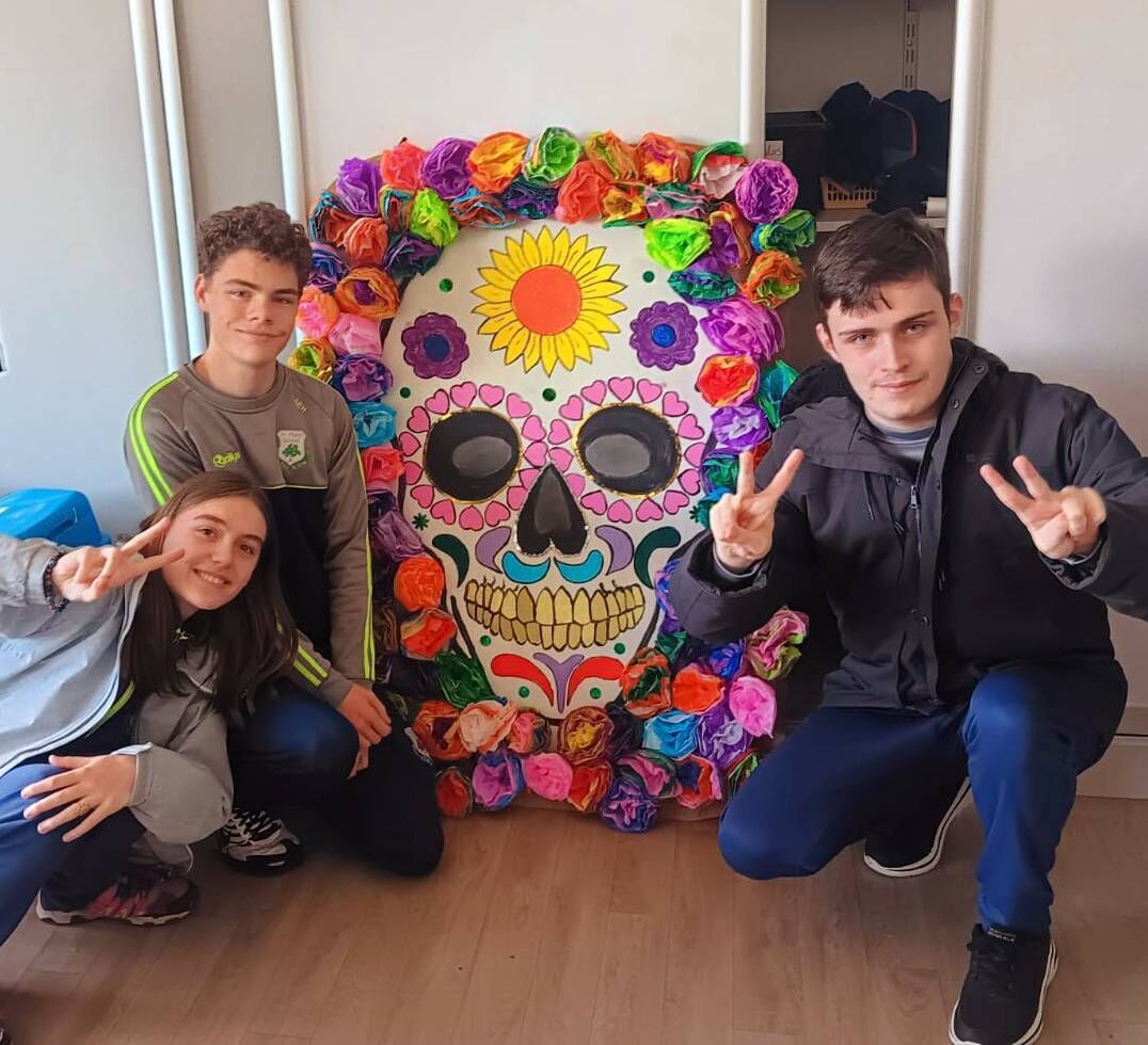 Students of St Mary’s School,  Rochestown,  with their Dia de las Muertes-inspired work.