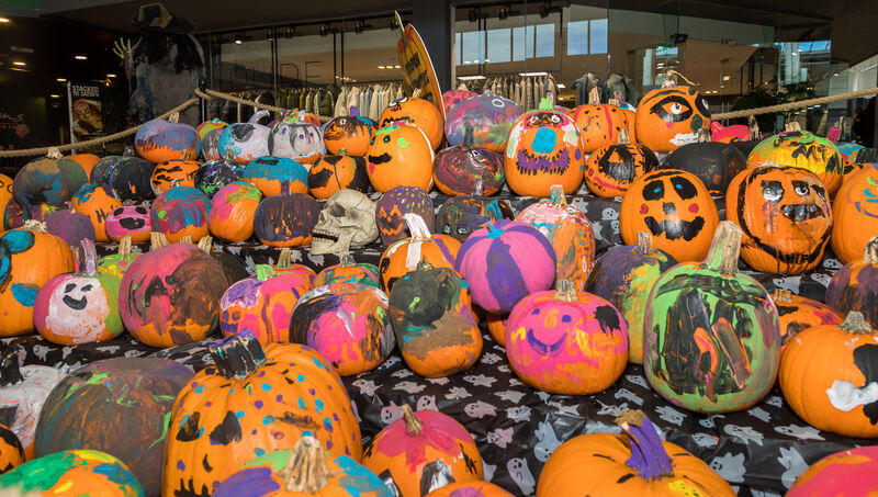 Display of pumpkins painted by local kids during workshops in Douglas Court Shopping Centre.  Display of pumpkins painted by local kids during workshops in Douglas Court Shopping Centre.