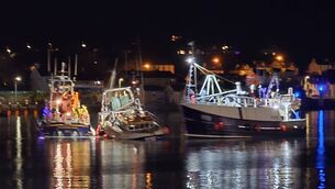 <p>Fishing boat sinks in West Cork harbour. Call Out 29th October at 20:47 Castletownbere Coast Guard were tasked to an incident in Castletownbere harbour to reports of a boat in distress. Pic: Castletownbere Coast Guard</p>