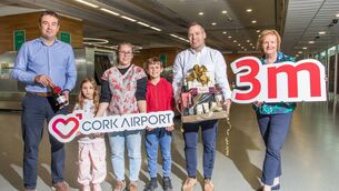<p>Cork Airport staff welcoming Hannah Davison and her children, Emily and Joshua from Horsham who was the three millionth passenger to use Cork Airport in 2025. - Picture: David Creedon</p> <p>Cork Airport staff welcoming Hannah Davison and her children, Emily and Joshua from Horsham who was the three millionth passenger to use Cork Airport in 2025. - Picture: David Creedon</p>