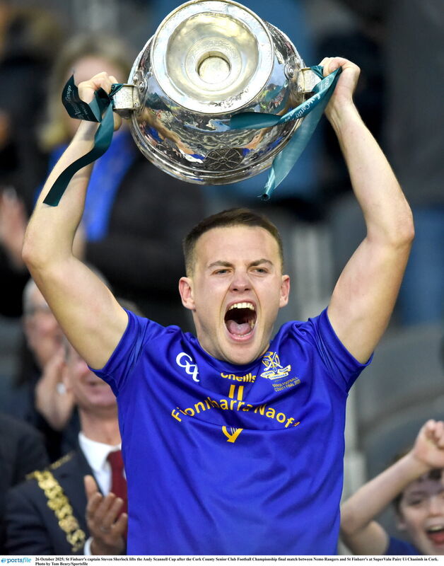 St Finbarr's captain Steven Sherlock lifts the Andy Scannell Cup. Picture: Tom Beary/Sportsfile St Finbarr's captain Steven Sherlock lifts the Andy Scannell Cup. Picture: Tom Beary/Sportsfile