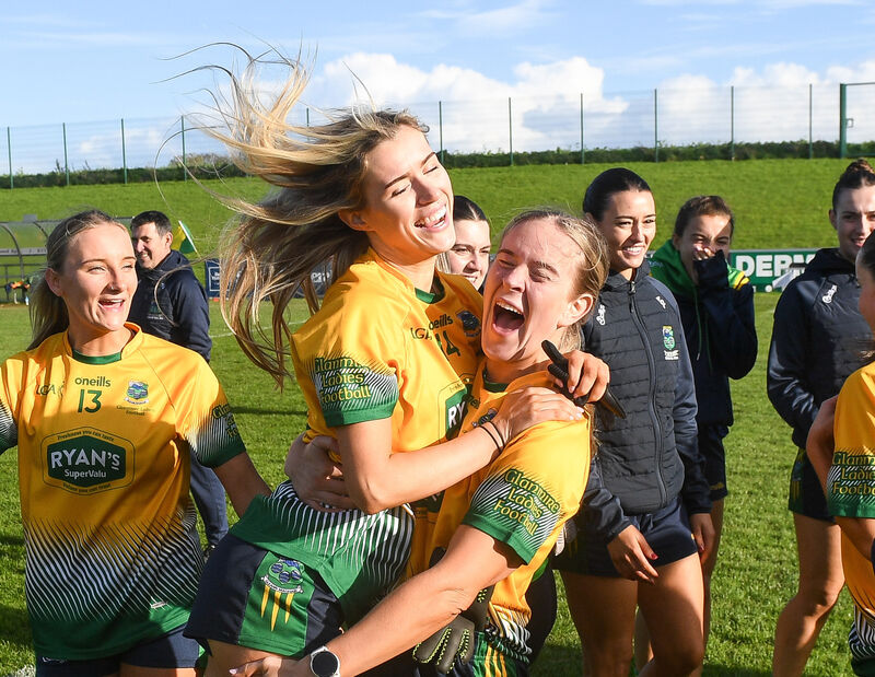 Glanmire's Evie Twomey and Kayla O'Connor celebrate their victory. Picture: David Keane. Glanmire's Evie Twomey and Kayla O'Connor celebrate their victory. Picture: David Keane.