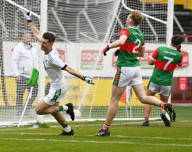 Adrian O'Driscoll celebrates scoring Ilen Rovers' first  goal. Picture: Eddie O'Hare Adrian O'Driscoll celebrates scoring Ilen Rovers' first  goal. Picture: Eddie O'Hare