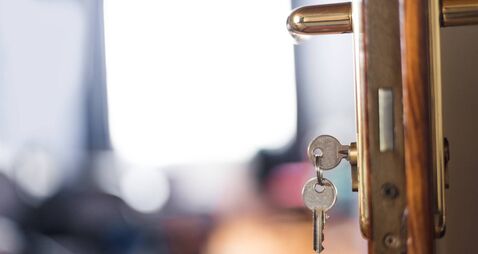 Keys from room hotel on the door