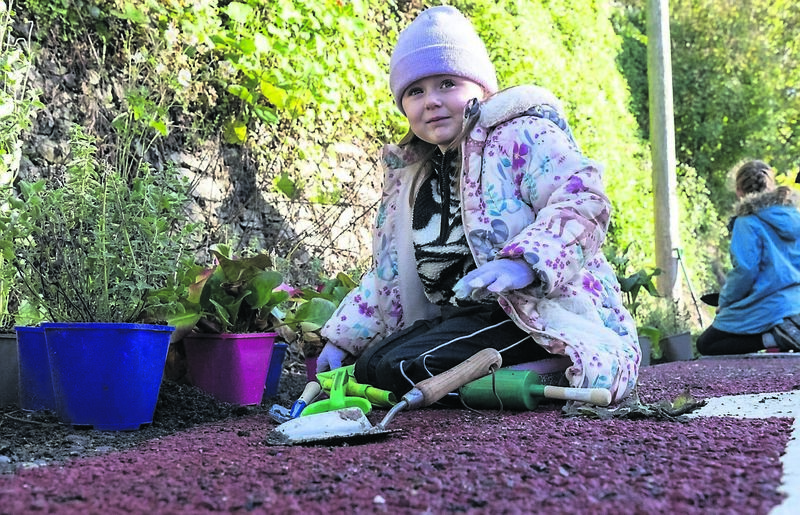 Olivia Pearce, 5, of Lower Glanmire Rd, helping with planting at Railway Park on Grattan Hill, part of the rain garden in the city’s first learn-to-cycle track as part of an exciting project backed by Cork City Council that is now being hailed as a model for other urban neighbourhoods.	Picture: Brian Lougheed