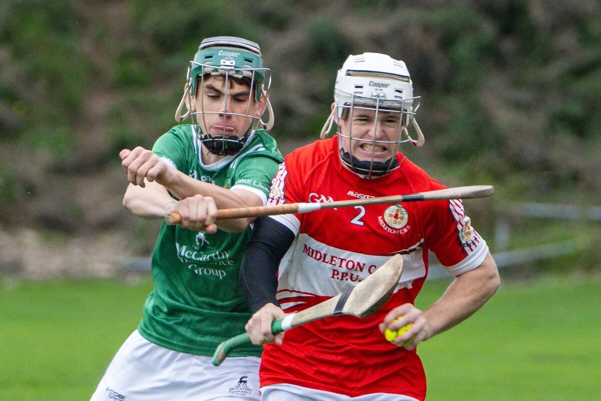 Sam McCarthy of St Colman's College battles against Darragh Heavin of Midleton CBS in the schools' clash in Lisgoold three weeks ago. Picture: Chani Anderson