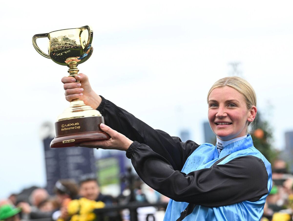 Jamie Melham poses with the trophy after riding Half Yours to win Race 7, the Lexus Melbourne Cup during Melbourne Cup Day at Flemington Racecourse on November 04, 2025 in Melbourne, Australia. (Photo by Vince Caligiuri/Getty Images) Jamie Melham poses with the trophy after riding Half Yours to win Race 7, the Lexus Melbourne Cup during Melbourne Cup Day at Flemington Racecourse on November 04, 2025 in Melbourne, Australia. (Photo by Vince Caligiuri/Getty Images)