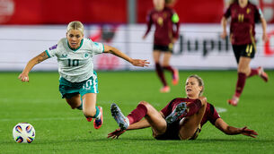 <p>2025 UEFA Women's Nations League Promotion/Relegation Play-off Second Leg, King Power at Den Dreef, Leuven, Belgium 28/10/2025</p>