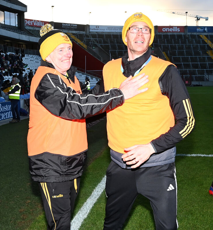 Buttevant manager Joey Hanlon (left) and coach Ian Ryan after defeating St Nick's. Picture: Eddie O'Hare Buttevant manager Joey Hanlon (left) and coach Ian Ryan after defeating St Nick's. Picture: Eddie O'Hare
