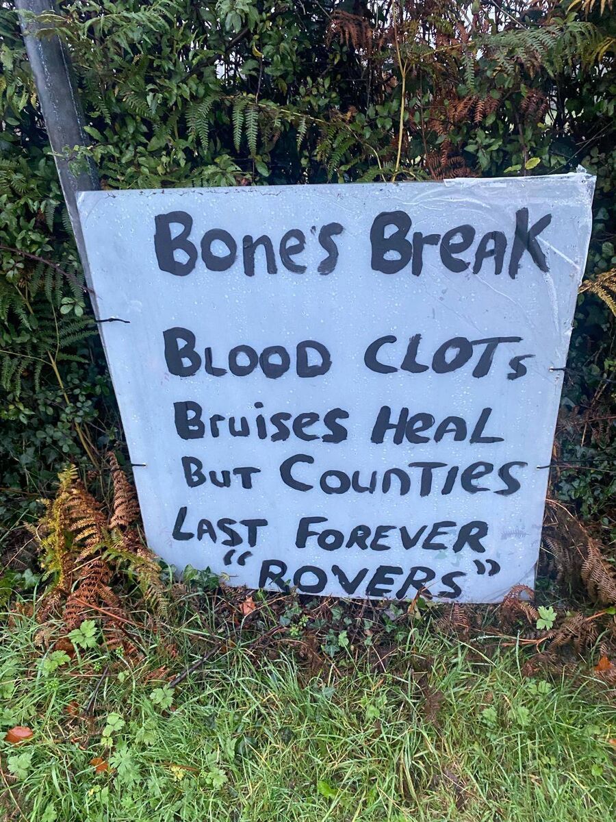 Pat Walsh's sign ahead of the game. 