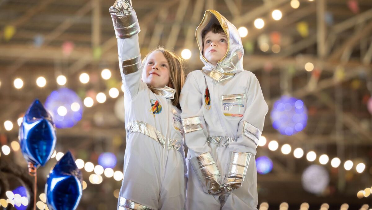 Jack (7) and Zoe Lordan (5) at the launch of Spacefest in the Marina Market, taking place on Nov 15.