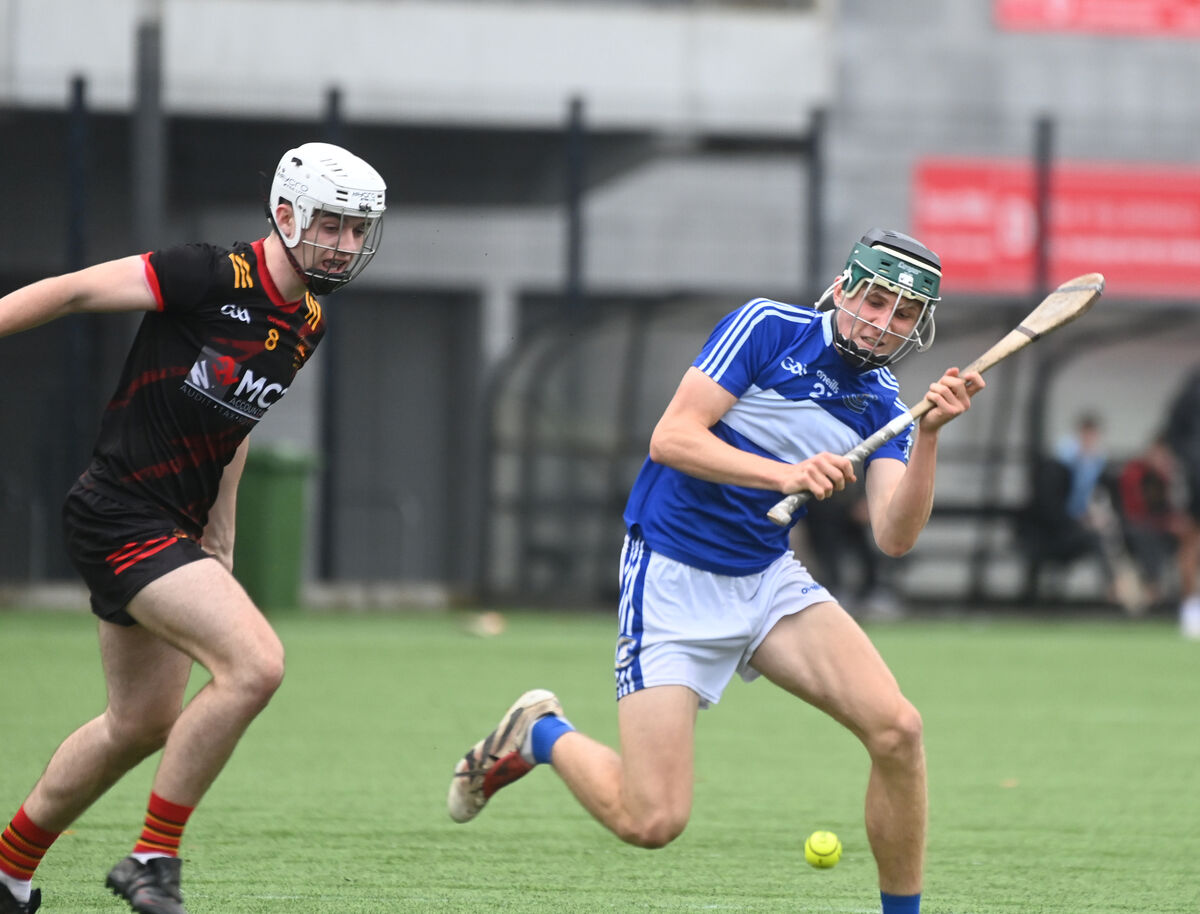 Darragh de Barra of Gaelcholáiste Mhuire battles against Cillian Connolly of CBC. Picture: Larry Cummins Darragh de Barra of Gaelcholáiste Mhuire battles against Cillian Connolly of CBC. Picture: Larry Cummins
