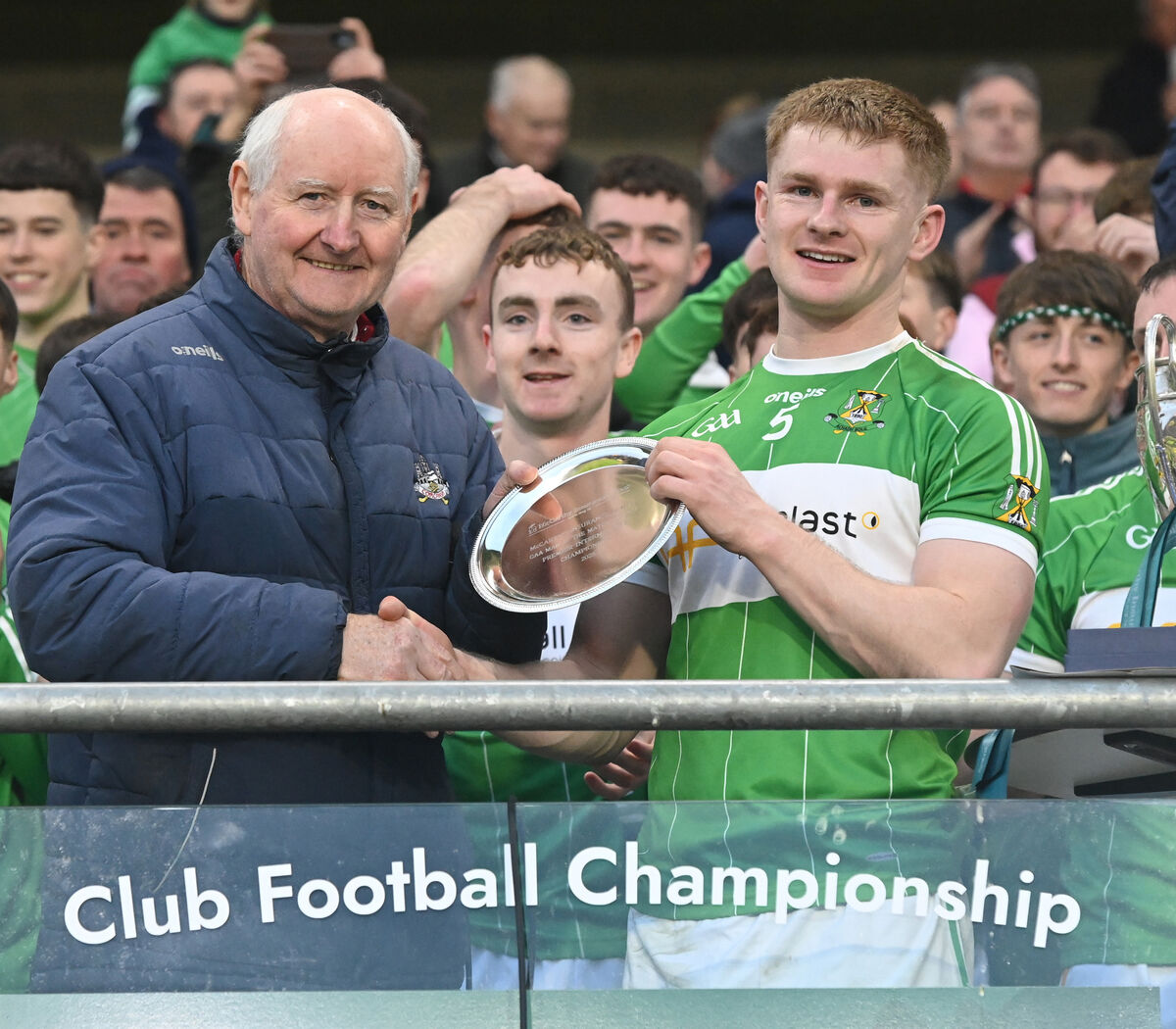 Pat Horgan, Cork County Board chairman, presents the Player of the Match award to Aghabullogue's Paul Ring after defeating Uibh Laoire. Picture: Eddie O'Hare