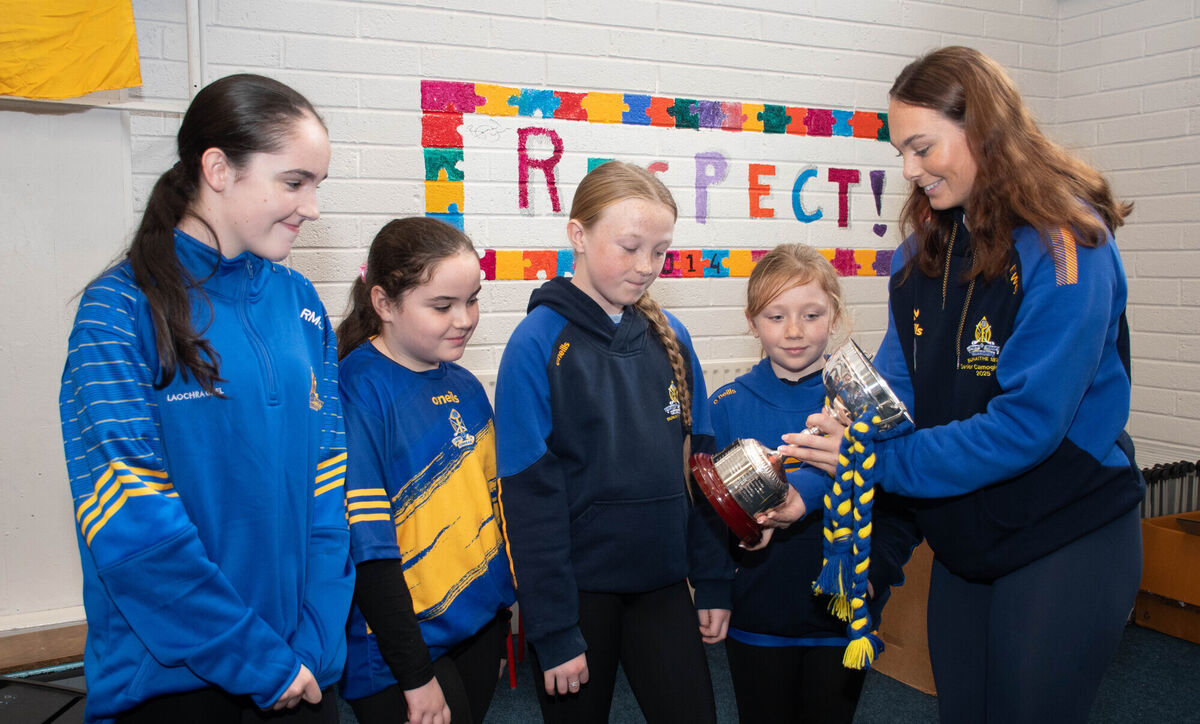 St Finbarr's senior camogie player Ella Wiggington Barrett showing Caoimhe and Saoirse McCarthy with Katie and Emily O'Neill the Cork senior championship trophy. St Finbarr's senior camogie player Ella Wiggington Barrett showing Caoimhe and Saoirse McCarthy with Katie and Emily O'Neill the Cork senior championship trophy.