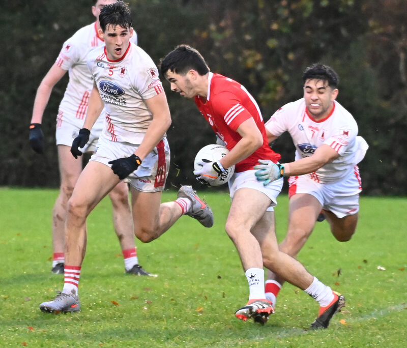 Ballygarvan's Evan O'Connor is tackled by Charleville's Oran O'Connell. Picture: Eddie O'Hare Ballygarvan's Evan O'Connor is tackled by Charleville's Oran O'Connell. Picture: Eddie O'Hare