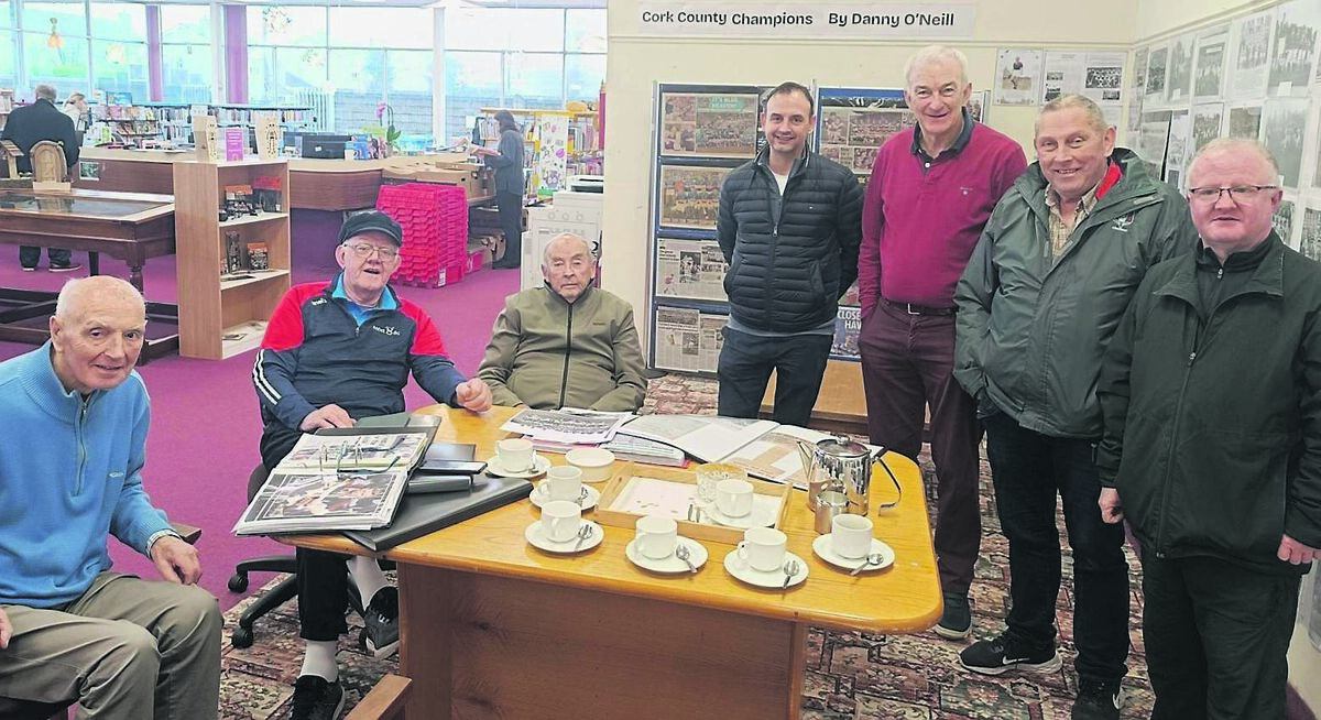 Denis Coughlan, Kevin Cummins, Sean O’Brien, Rory O’Brien, Denis Collins, Jim Ryan, and Danny O’Neill at the Mayfield Library exhibition.