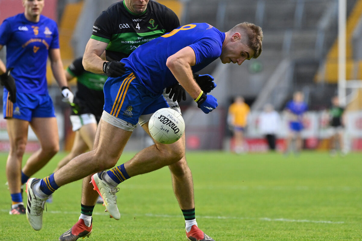  Kieran Histon, Nemo Rangers, getting in a tackle on Ian Maguire, St Finbarr's, in the McCarthy Insurance Group SFC final at SuperValu Páirc Uí Chaoimh. Picture: Dan Linehan