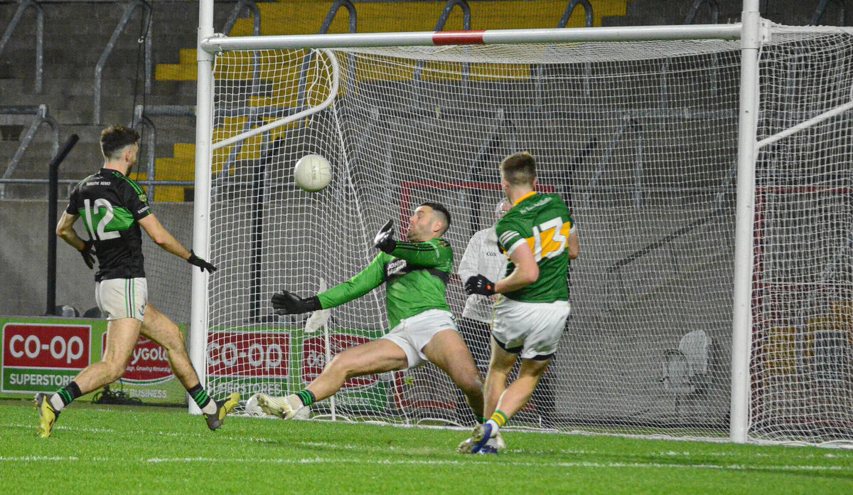Clonmel Commercials' Colman Kennedy scores his team's second goal against Nemo Rangers in 2022. Picture: Howard Crowdy
