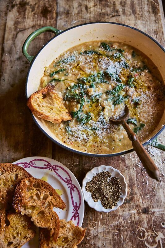 Clodagh McKenna’s white beans with winter greens. Picture: David Loftus/PA Clodagh McKenna’s white beans with winter greens. Picture: David Loftus/PA